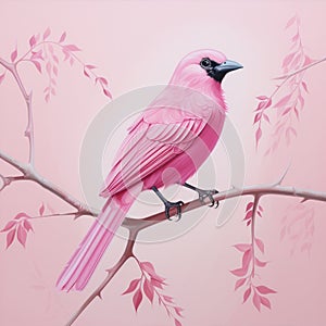 Hyperrealistic Pink Bird Illustration With Rubber Texture photo