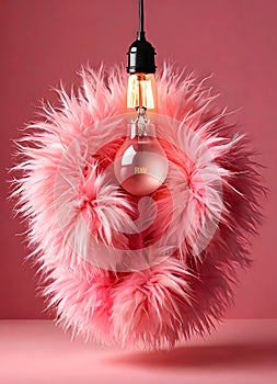 Pink Feathered Pendant Lamp