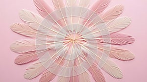 Pink feathers arranged in a circular pattern