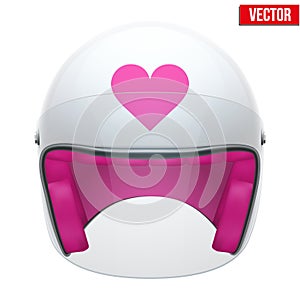 Pink Female Motorcycle Helmet with glass visor. photo