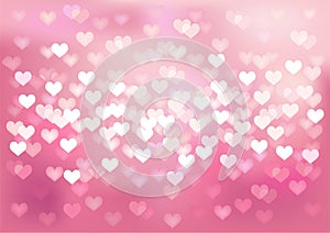 Pink festive lights in heart shape, vector