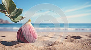 Pink Fig On Sandy Beach: Tropical Symbolism And Mythological References photo