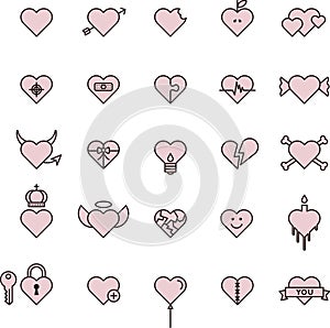 Pink filled conceptual hearts