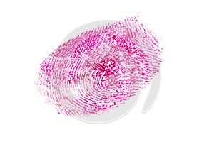 Pink fingerprint isolated on a white background