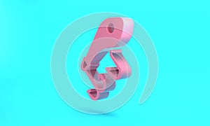 Pink Fishing lure icon isolated on turquoise blue background. Fishing tackle. Minimalism concept. 3D render illustration