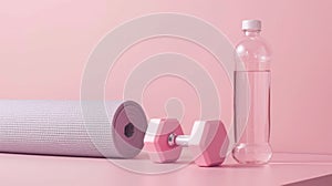 The pink fitness accessories.AI generated image photo