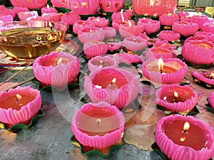 Pink flaming candles for relax therapy and treatment massage