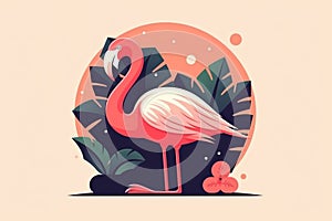 Pink flamingo bird logo icon design vector illustration. Ai generated