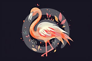 Pink flamingo bird logo icon design vector illustration. Ai generated