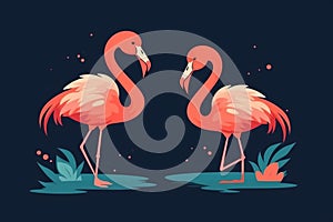 Pink flamingo bird logo icon design vector illustration. Ai generated