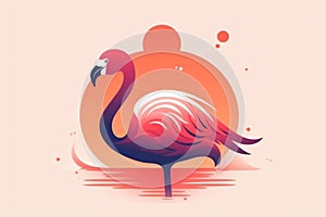 Pink flamingo bird logo icon design vector illustration. Ai generated