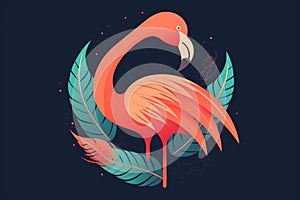 Pink flamingo bird logo icon design vector illustration. Ai generated