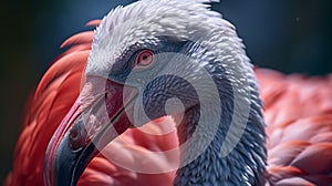 Pink Flamingo Closeup: Exquisite Avian Elegance Captured in Stunning Detail.