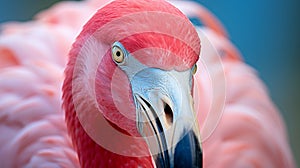 Pink Flamingo Closeup: Exquisite Avian Elegance Captured in Stunning Detail.