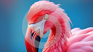 Pink Flamingo Closeup: Exquisite Avian Elegance Captured in Stunning Detail.