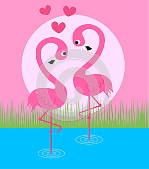 Pink flamingo couple