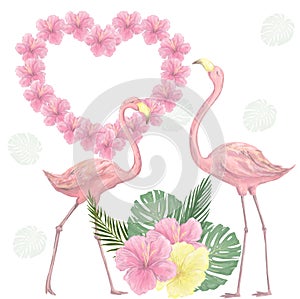 Pink flamingo digital clip art cute bird Love flowers bounqet tropical set flowers color texture illustration flying animal dove f