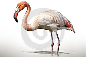 Pink flamingo isolated on a white background. 3d rendering. generative AI animal ai