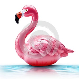 Pink Flamingo Pool Float on Water. Generative ai