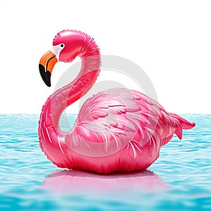 Pink Flamingo Pool Float on Water. Generative ai