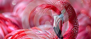 A pink flamingo with a red feather mohawk and punk rocker outfit. Concept Fun, Quirky, Flamingo,