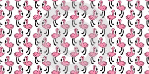 Pink flamingo seamless pattern vector cartoon scarf isolated cute flamingos animal exotic nature wild fauna tile background repeat