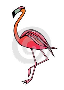 Pink flamingo vector illustration isolated on white background