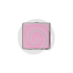 Pink flat metal case on white