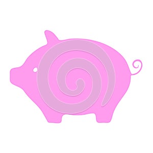 Pink flat pig, great design for any purposes. Flat concept. White background. Vector illustration. stock image.