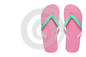 Pink flip flops or slippers isolated on white background