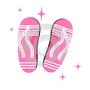 Pink flip flops with sparks isolated on a white background
