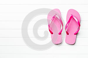 Pink flop flops.