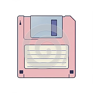 Pink Floppy Disk Illustration on White Background