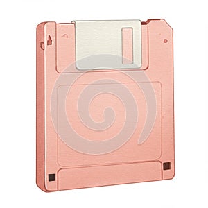 Pink Floppy Disk Illustration on White Background