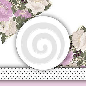 Pink floral background - flower circle frame