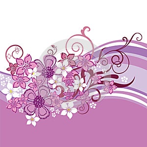 Pink floral banner on white background