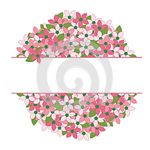 Pink floral border frame with copy space on center.
