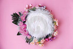 Pink Floral Digital Newborn Backdrop