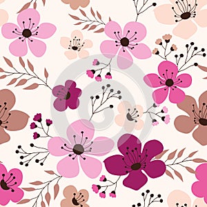 Pink Floral Fabric botanical pattern