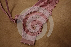 Pink floral lace luxury women straps and hooks.