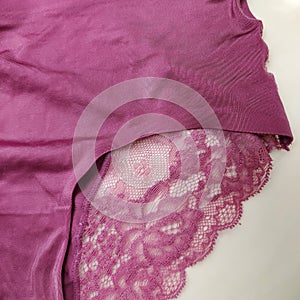 Pink floral lace women panty.