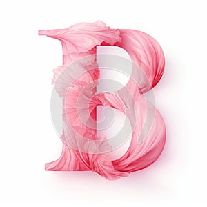 Pink Floral Letter B: Hyperrealistic Illustration With Ethereal Biomorphism