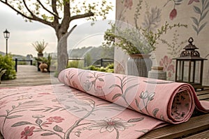 Pink floral pattern on fabric