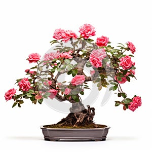 Pink Flower Bonsai Tree: Authenticity And Grace In Precisionist Style