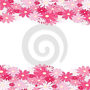 Pink flower border . Elegant Vintage card design. Floral wallpaper, horizontally seamless pattern. Vector illustration.