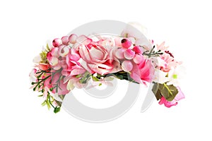 Pink Flower Crown Front View isolated on white background with clipping paths