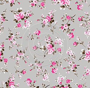 Vintage flower pattern on grey