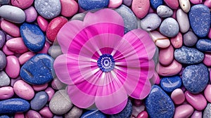 Pink Flower and Pink Color Stones Polished Stones As Texture Background AI Generative