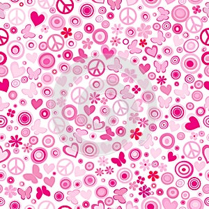 Pink flower power seamless background