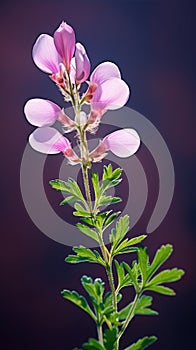 Pink flower with purple background